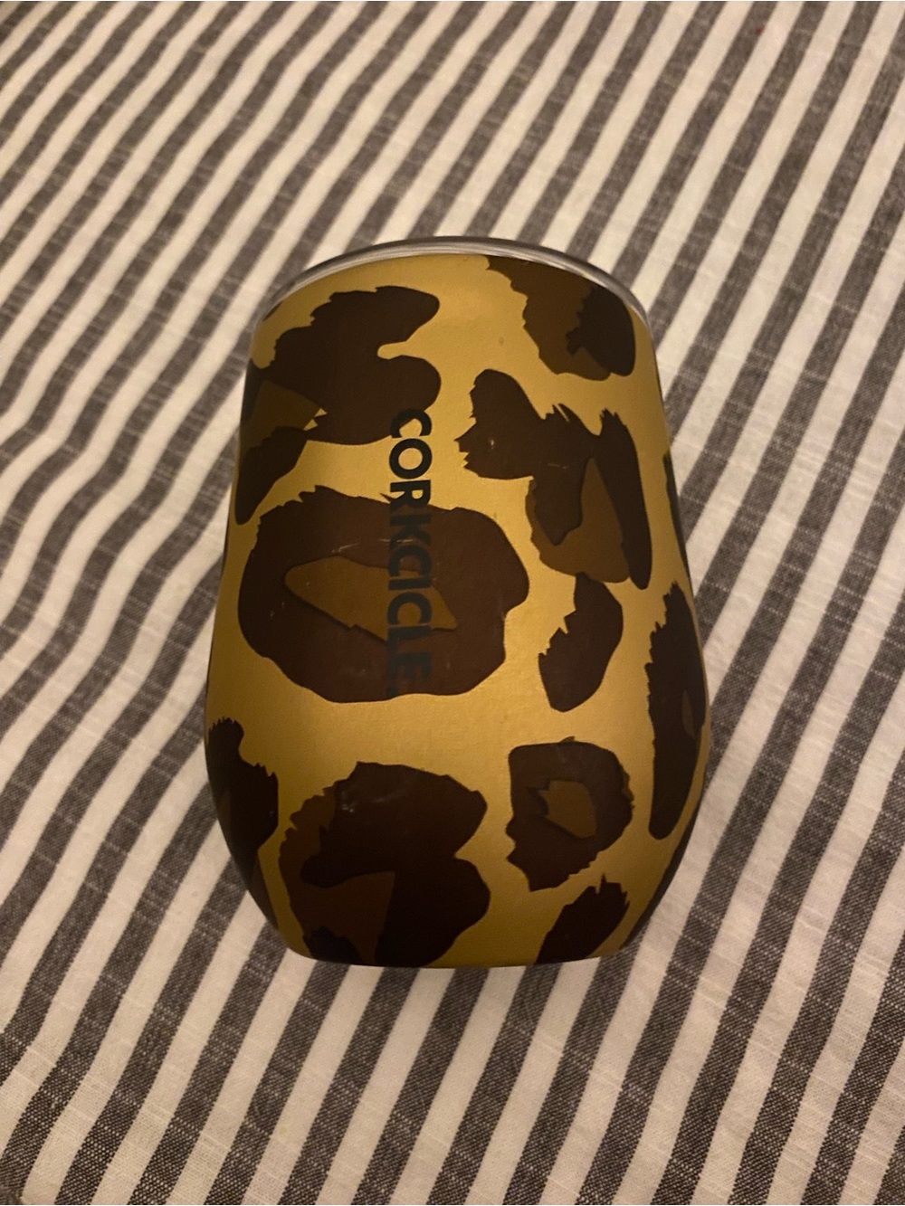 Corkcicle Gold and Brown Leopard Stemless Tumbler